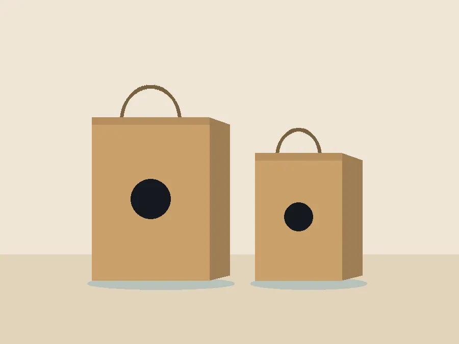 Work illustration: kraft paper bags in two sizes